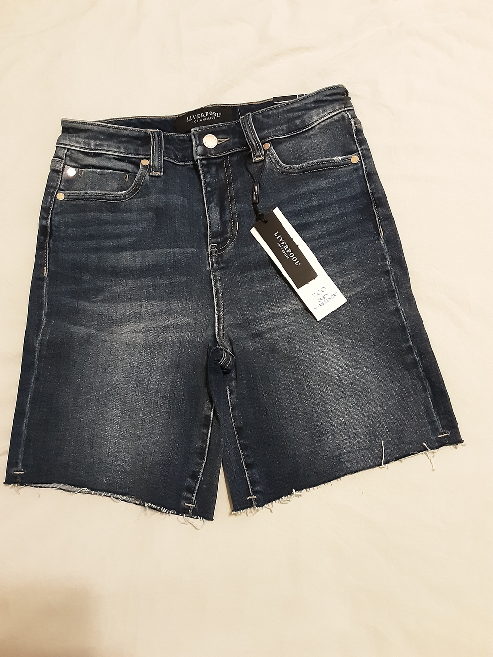 NWT Liverpool Indigo Wash Cutoff Denim Bermuda Shorts